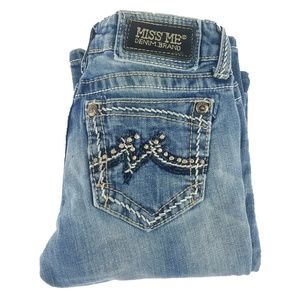 Miss Me Womens Blue Jeans Sz 25 x 34 Torn Cuff A12